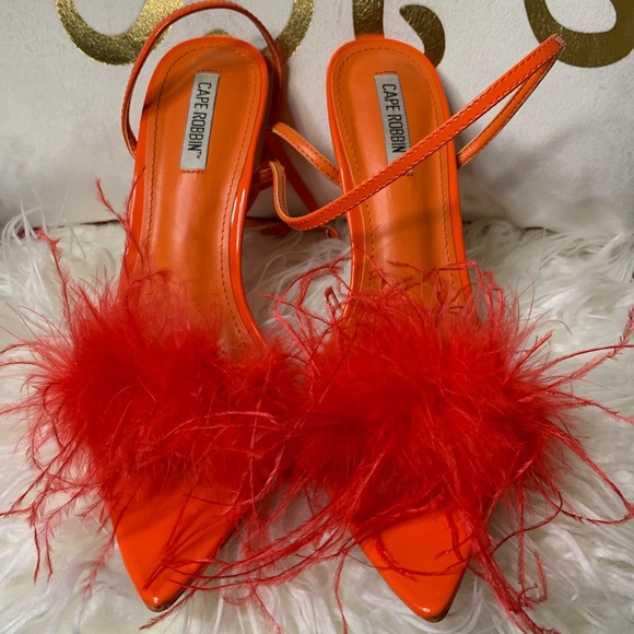 orange fur heels